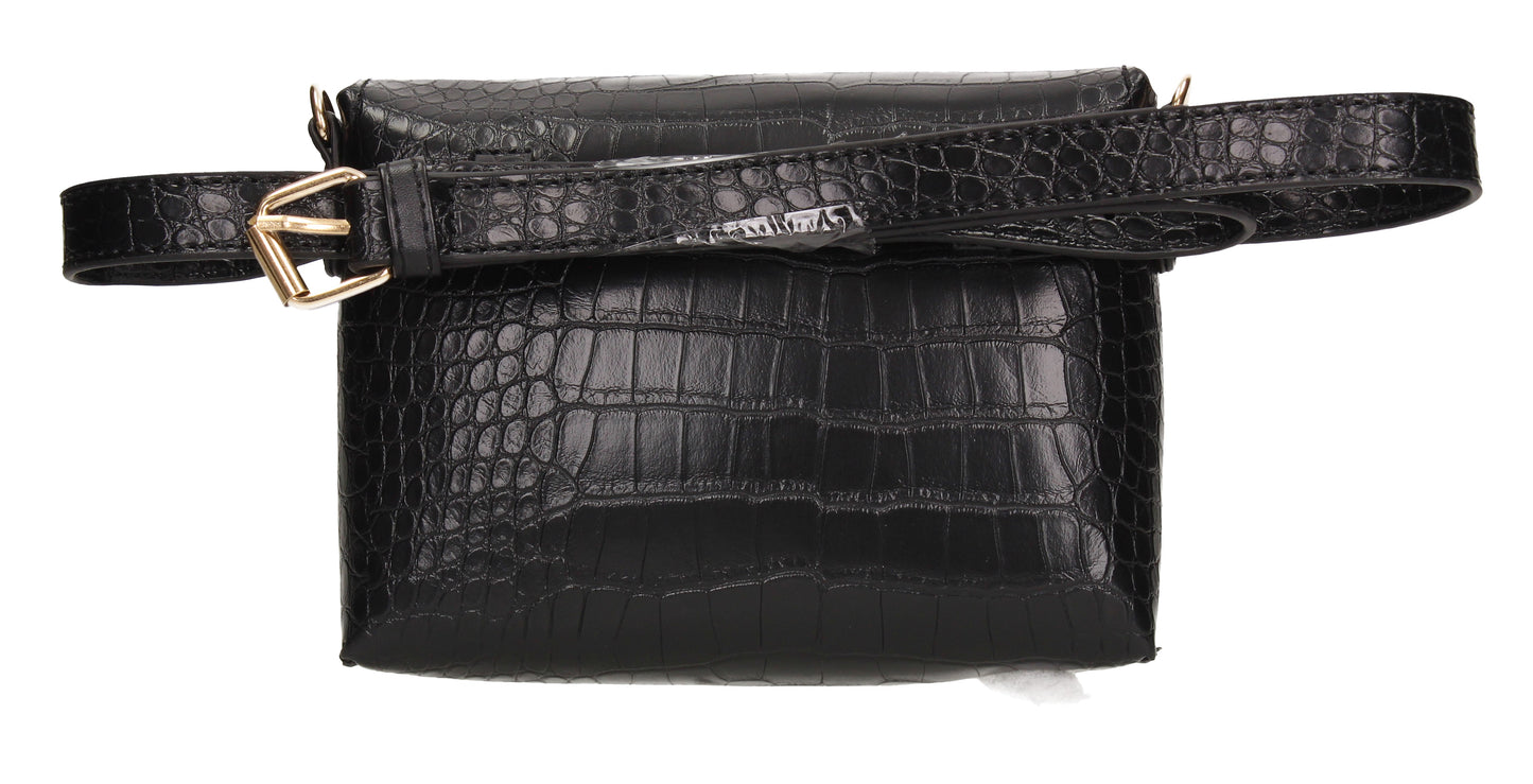 Victoria 2 in 1 Soft Croc Effect Crossbody Belt Bag Black