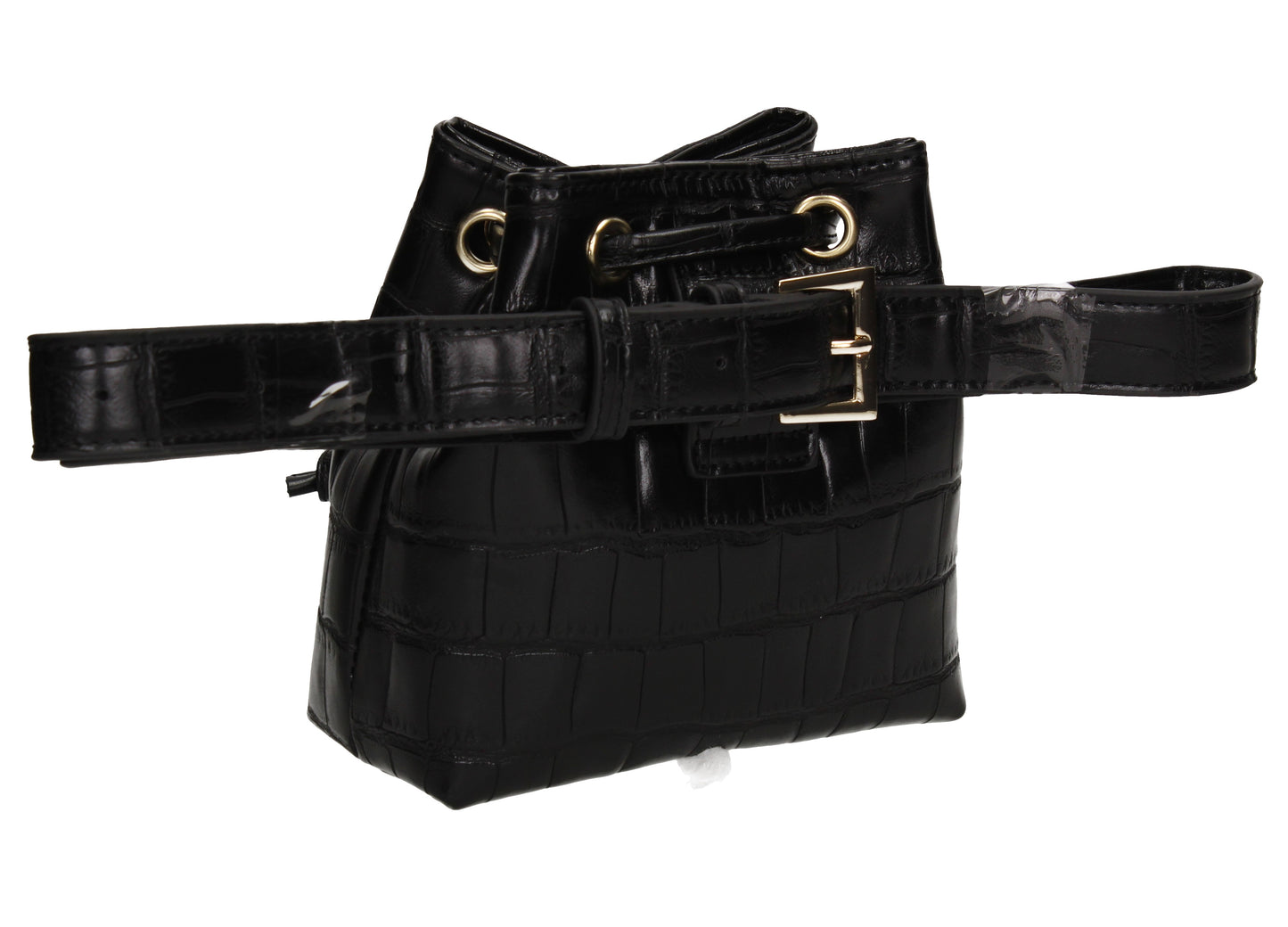 Ciara Faux Leather Croc Belt Bag Black