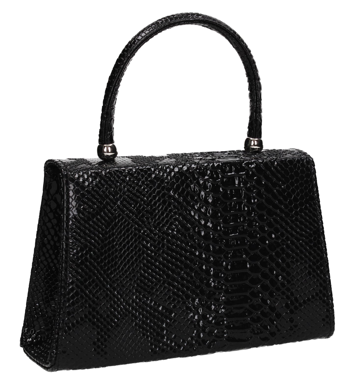 Lucy Mini-Handbag Faux Leather Snakeskin Effect Clutch Bag Black