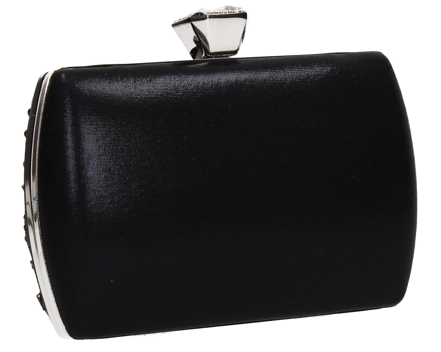 Claire Floral Diamante Detail Box Shape Clutch Bag Black