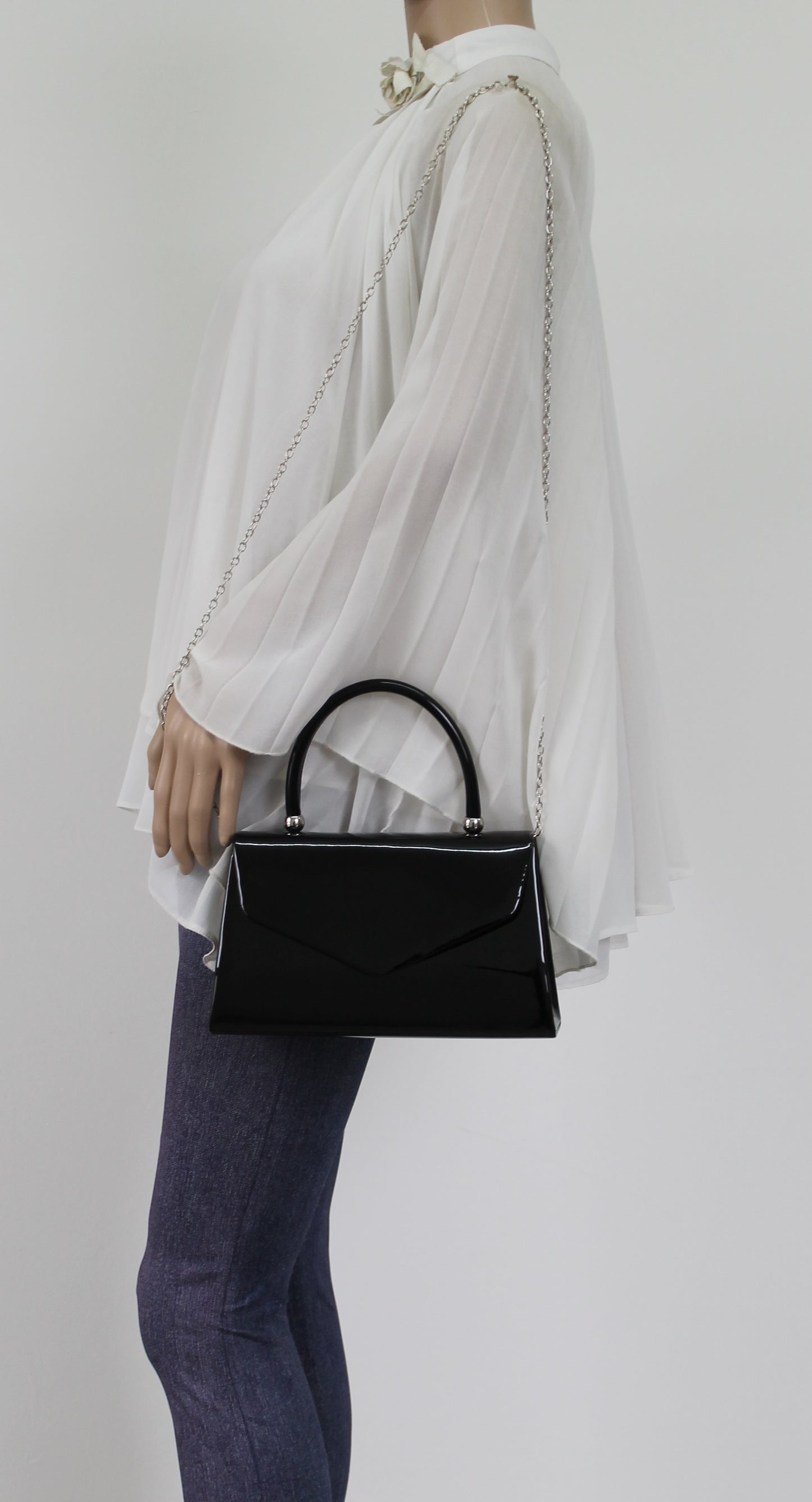 Zoey Patent Envelope Mini-Handbag Clutch Bag Black