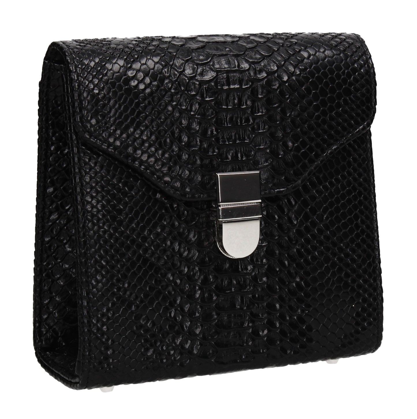 Kalie Vegan Snakeskin Pattern Clutch Bag Black