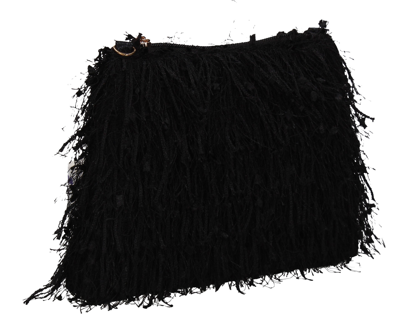 Alaina Thread Tassle Zip Clutch Bag Black