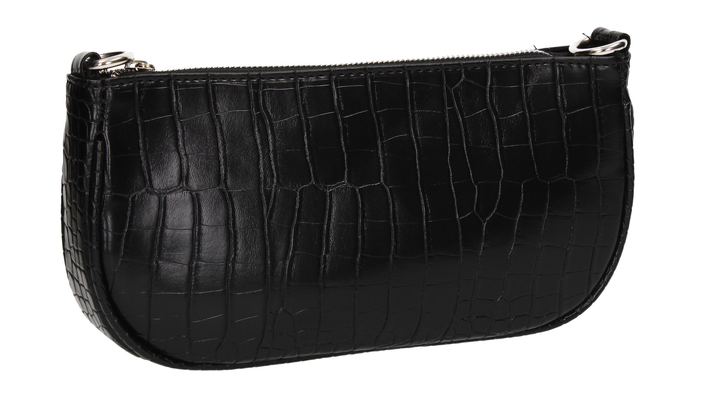 Ivana Faux Leather Croc Effect Shoulder Crossbody Bag Black