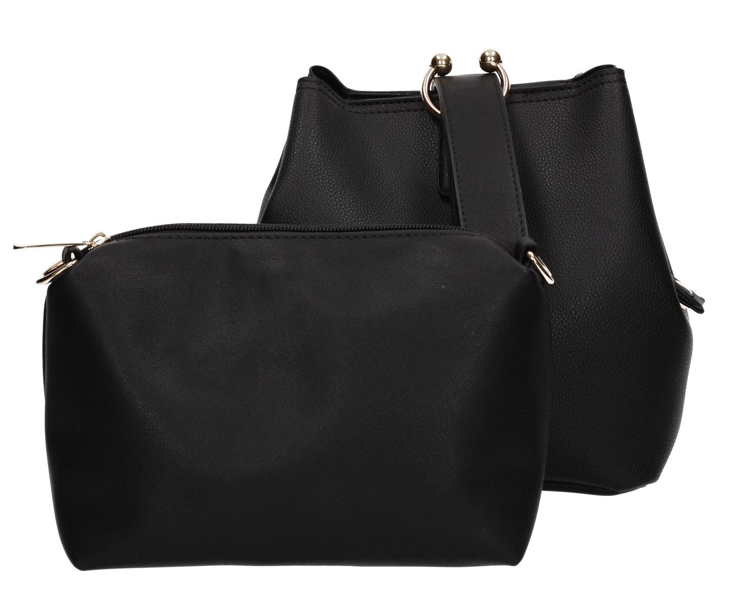 Kristina Faux Leather Bucket Bag Handbag Black