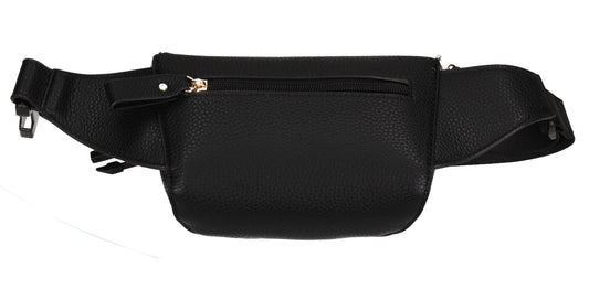 Brenna Faux Leather Stitched effect Belt Bag Black