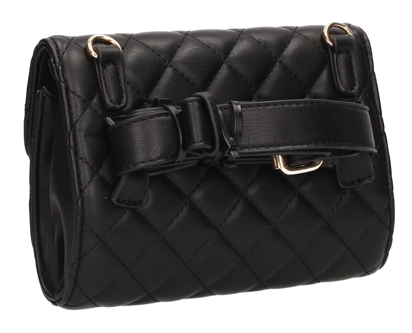 Carley Quilted Effect Studded Belt Bag Black