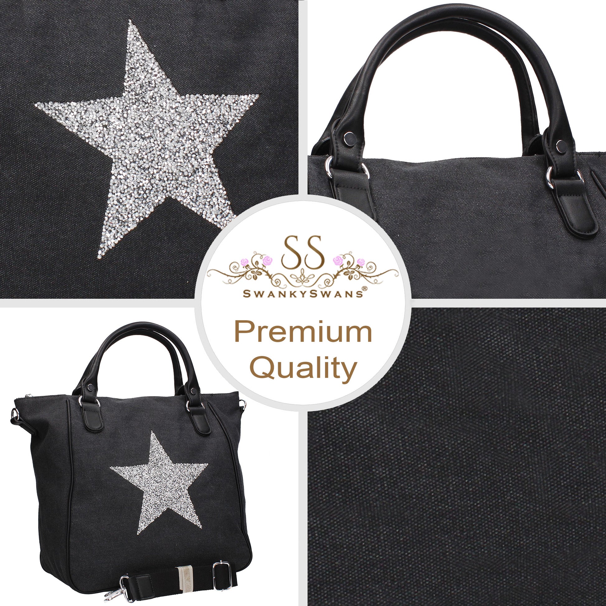 Swanky Swans Sian Handbag BlackPerfect for School, Weddings, Day out!