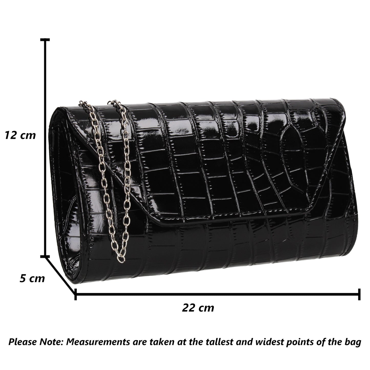 Erin Croc Effect Clutch Bag Black