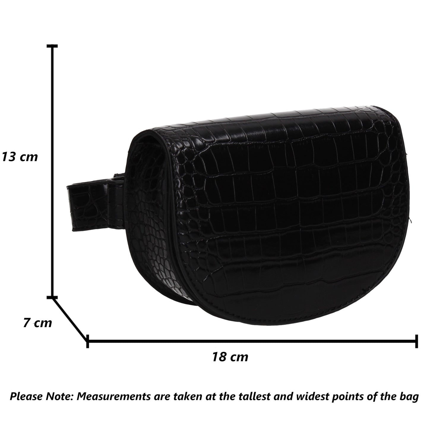 Aminah Faux Leather Croc effect Belt Bag Black