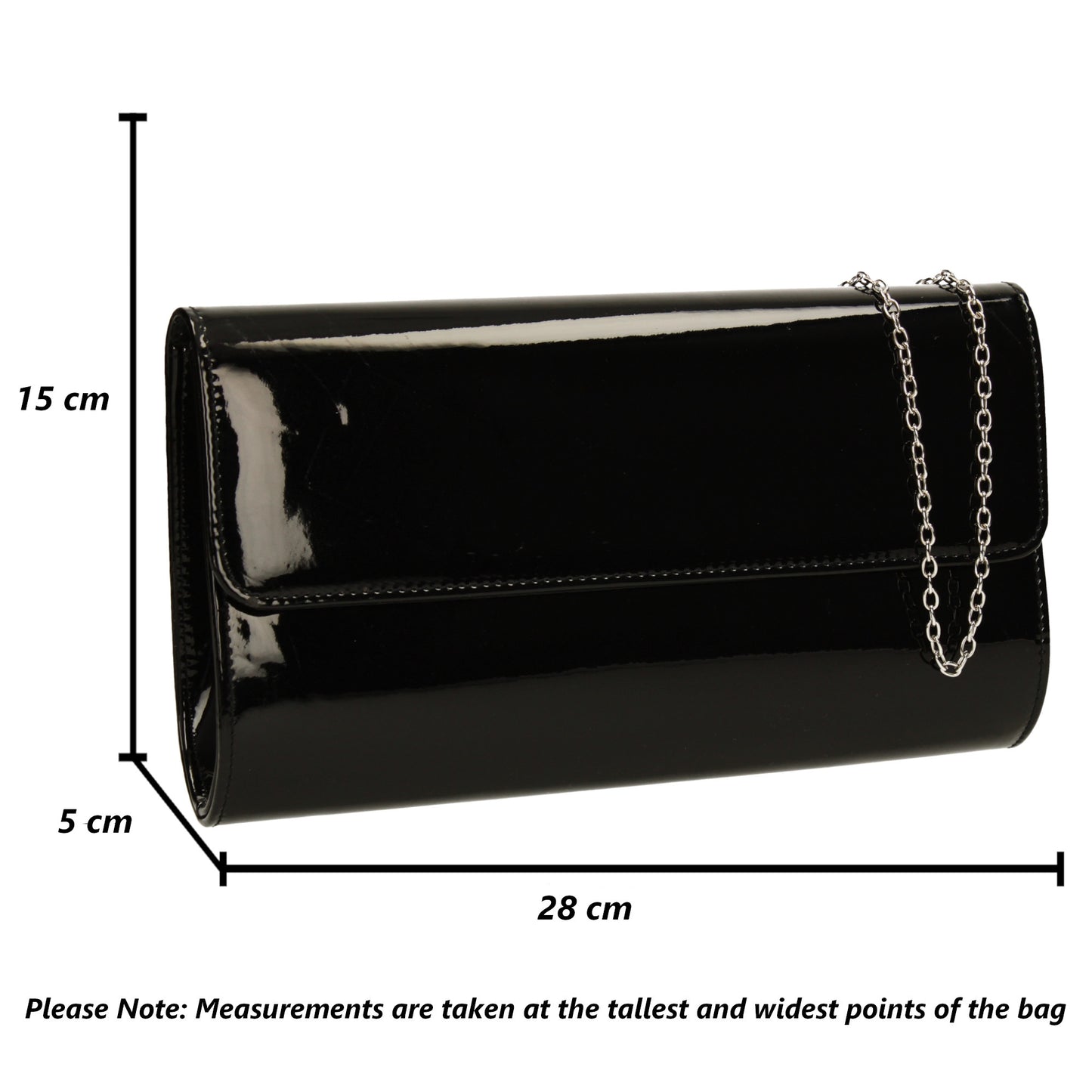 Cara Metallic Clutch Bag Black