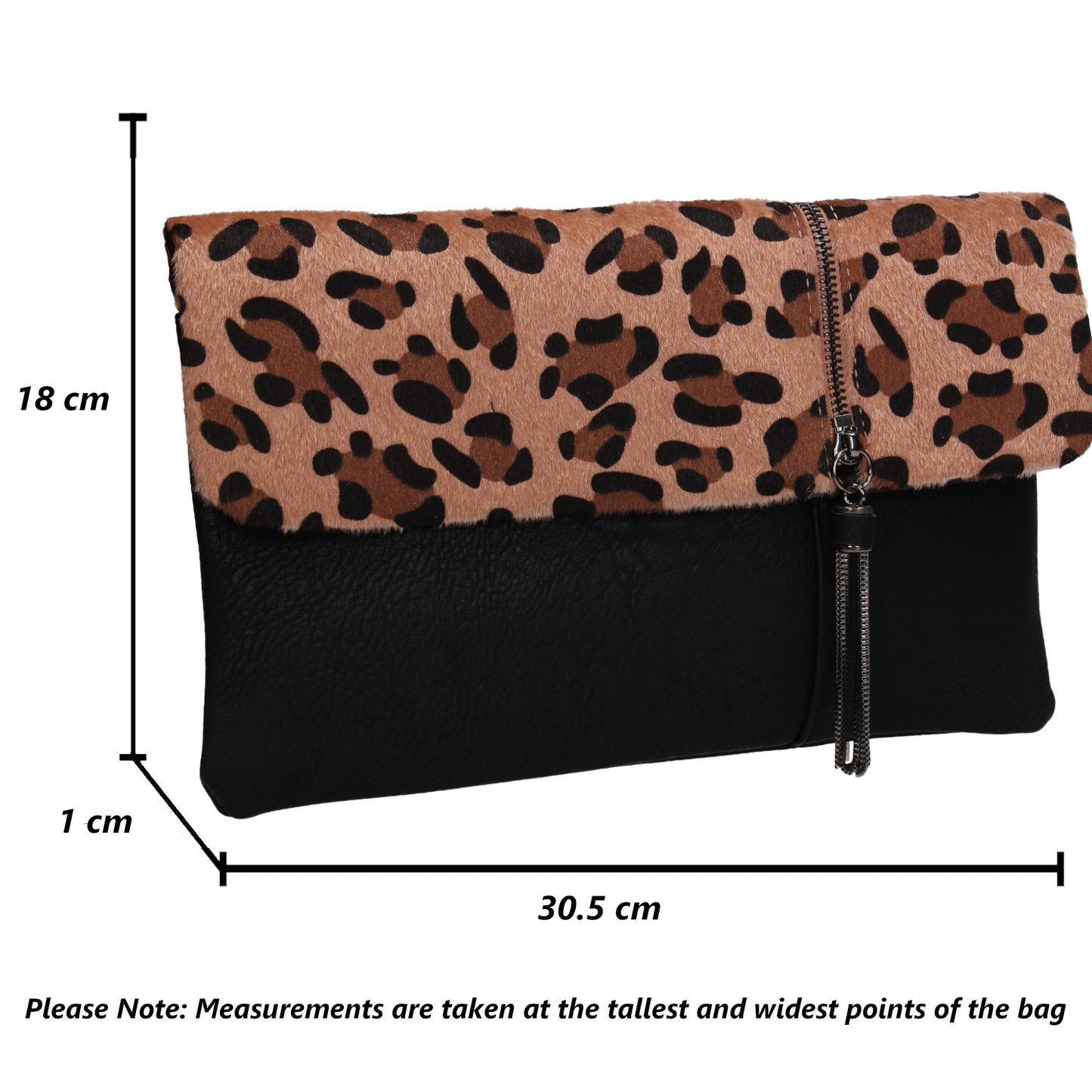 Grace Slim Leopard PrintCrossbody  Clutch Bag Black