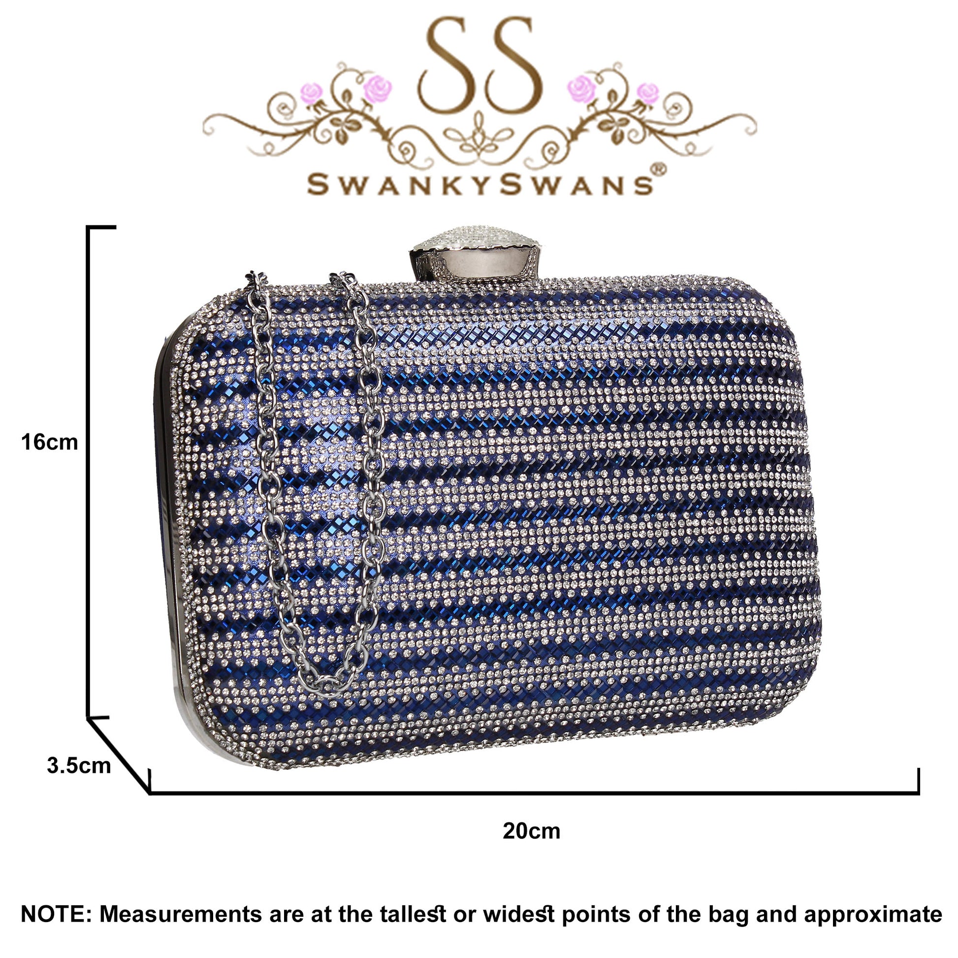 SWANKYSWANS Jane Clutch Bag Blue Cute Cheap Clutch Bag For Weddings School and Work