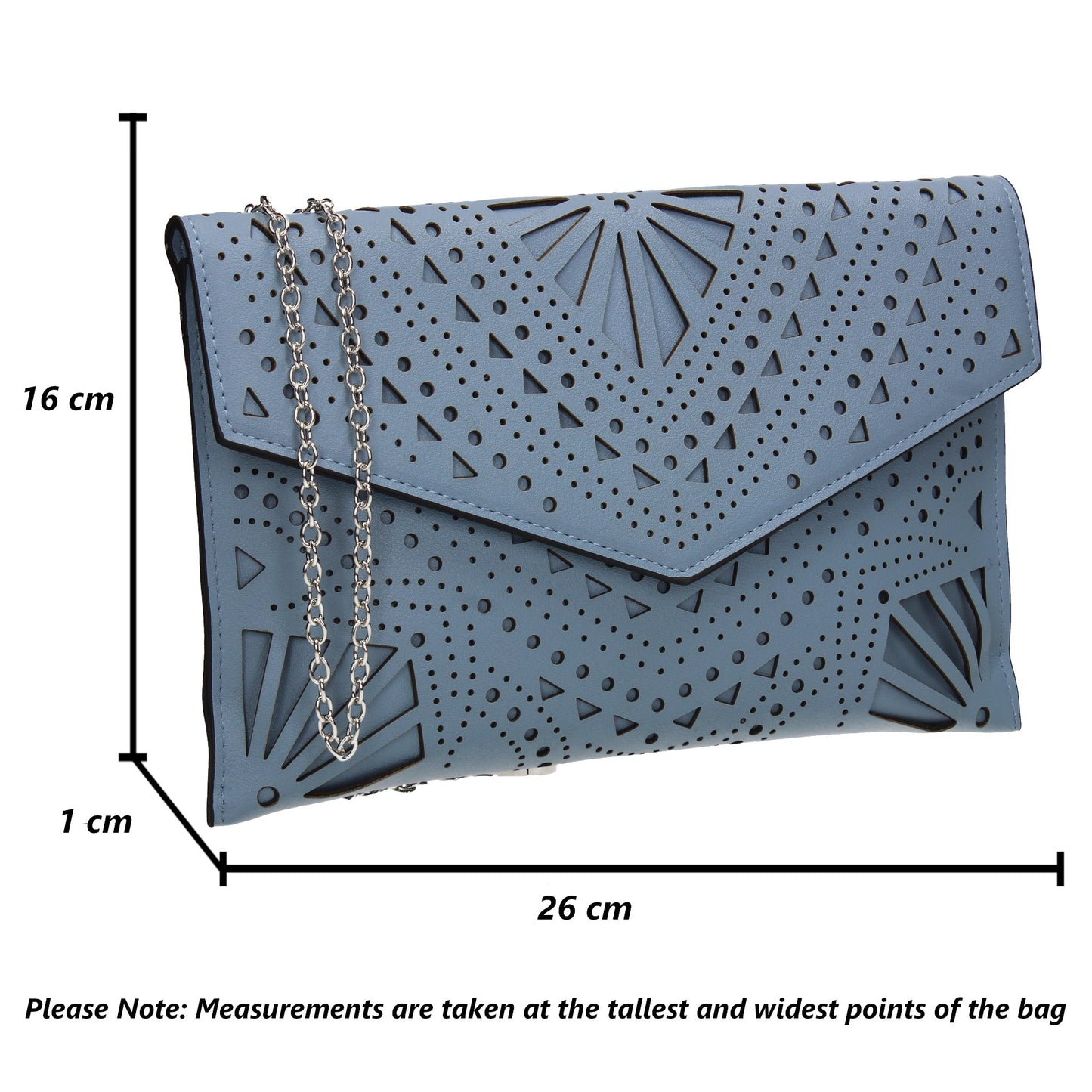 Kendra Laser Cut Detail Clutch Bag Blue