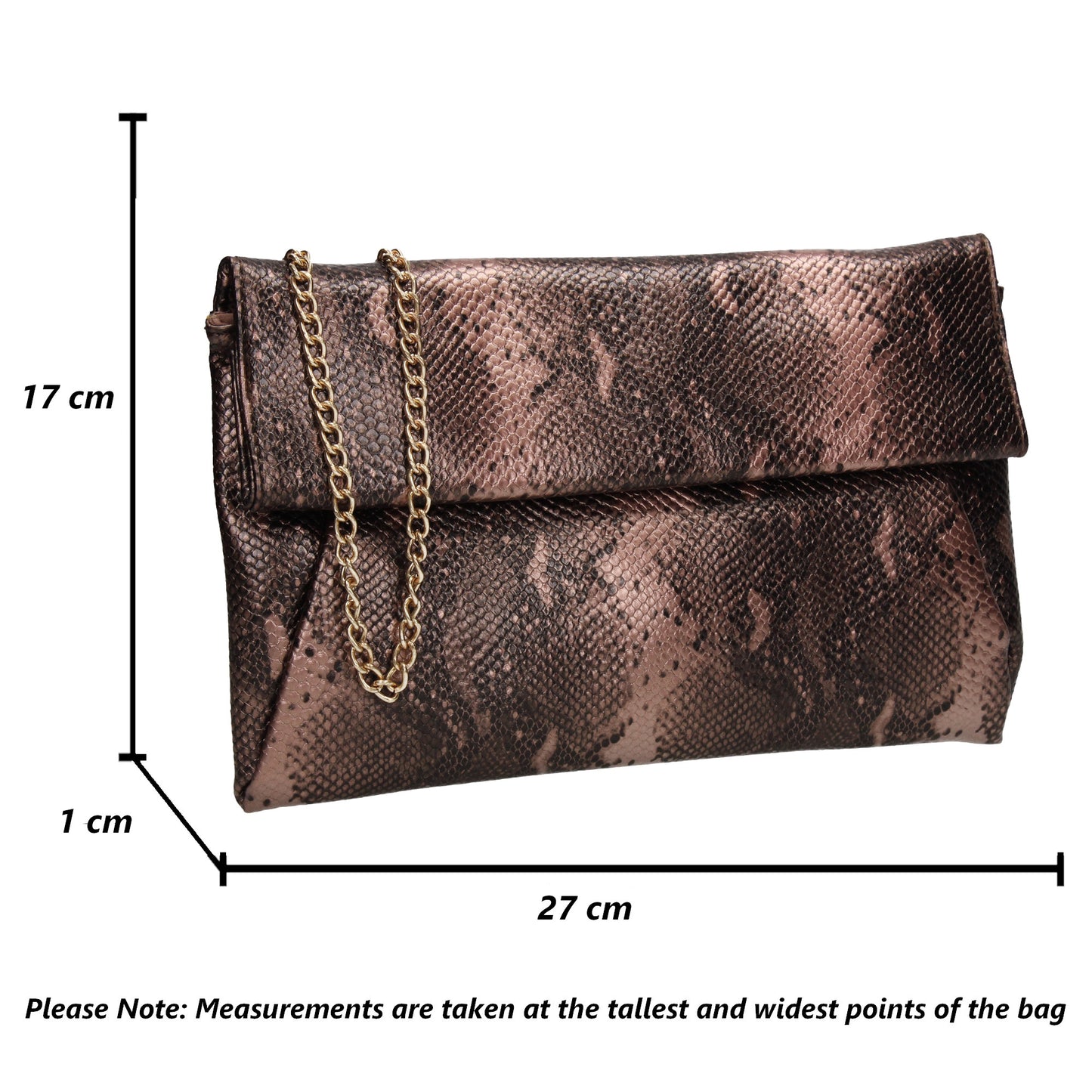 Colette Faux Snakeskin Slim Clutch Bag Bronze