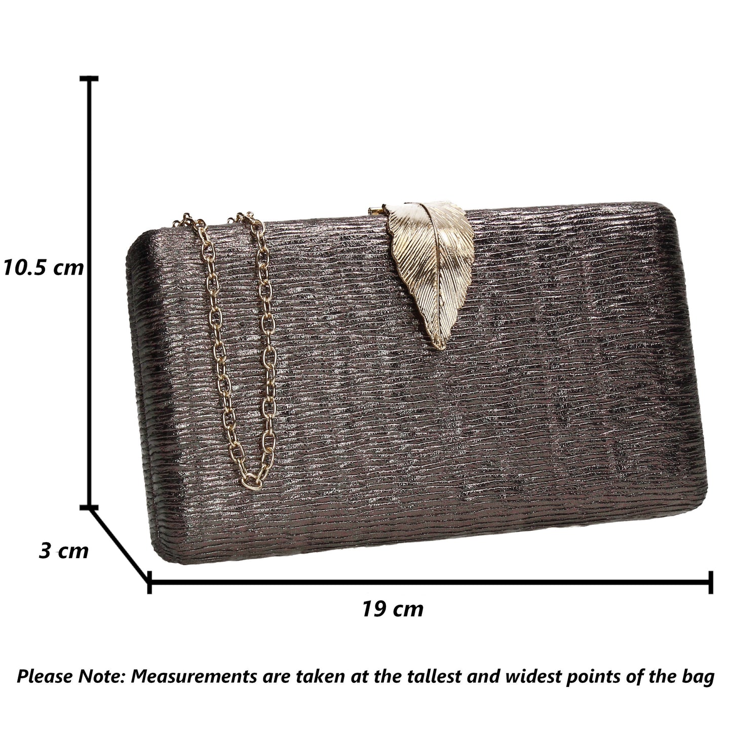 Jade Leaf Motif Box Shape Clutch Bag Bronze