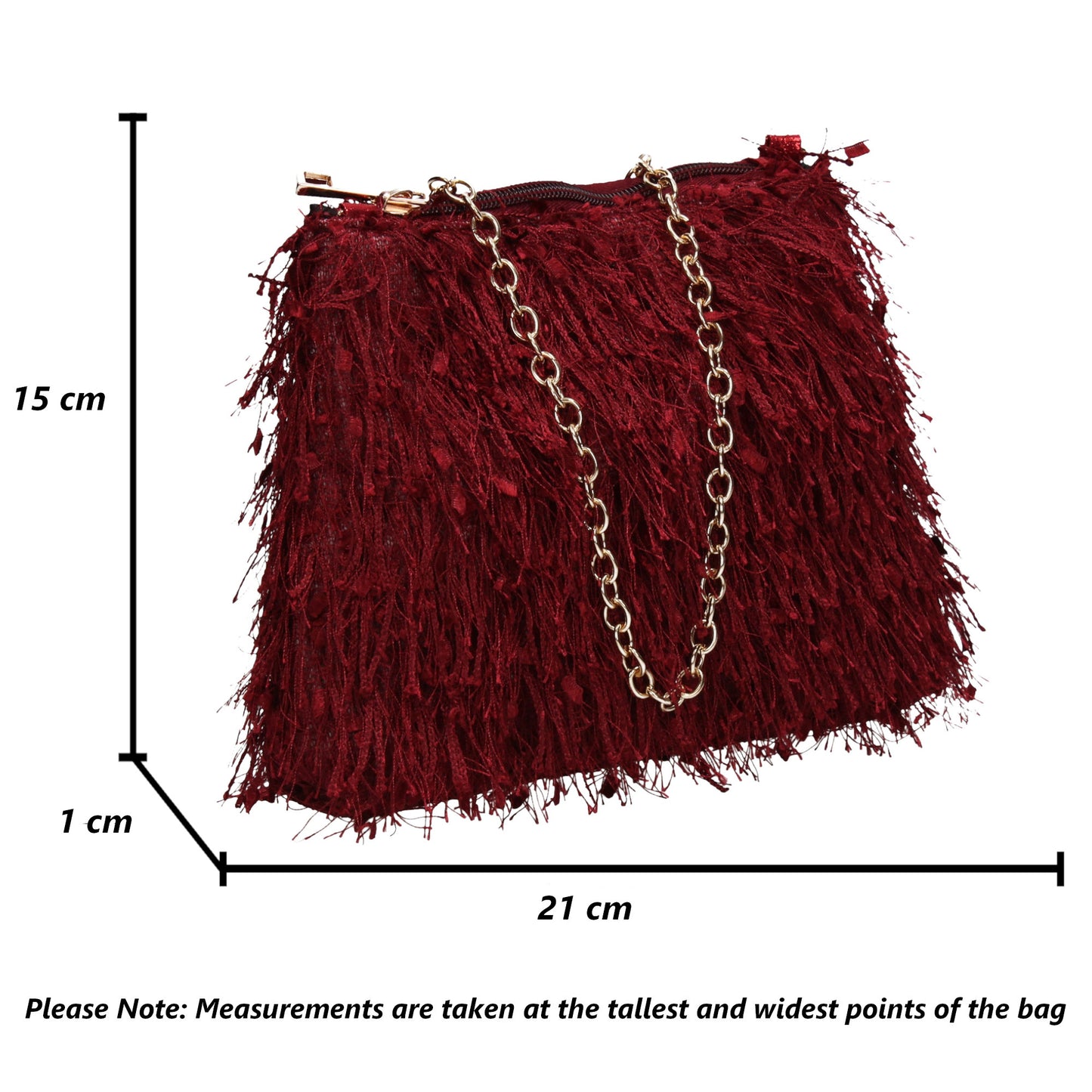 Alaina Thread Tassle Zip Clutch Bag Burgundy