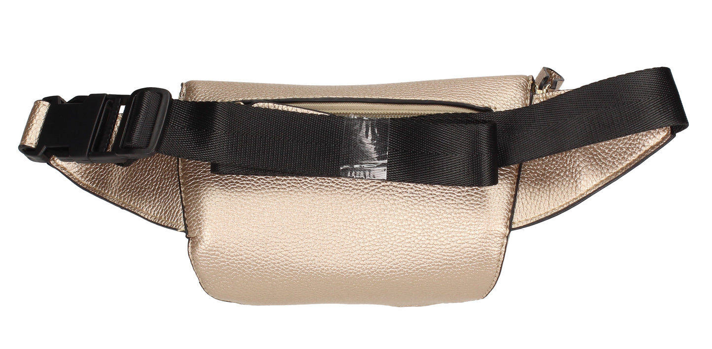 Brenna Faux Leather Stitched effect Belt Bag Champagne