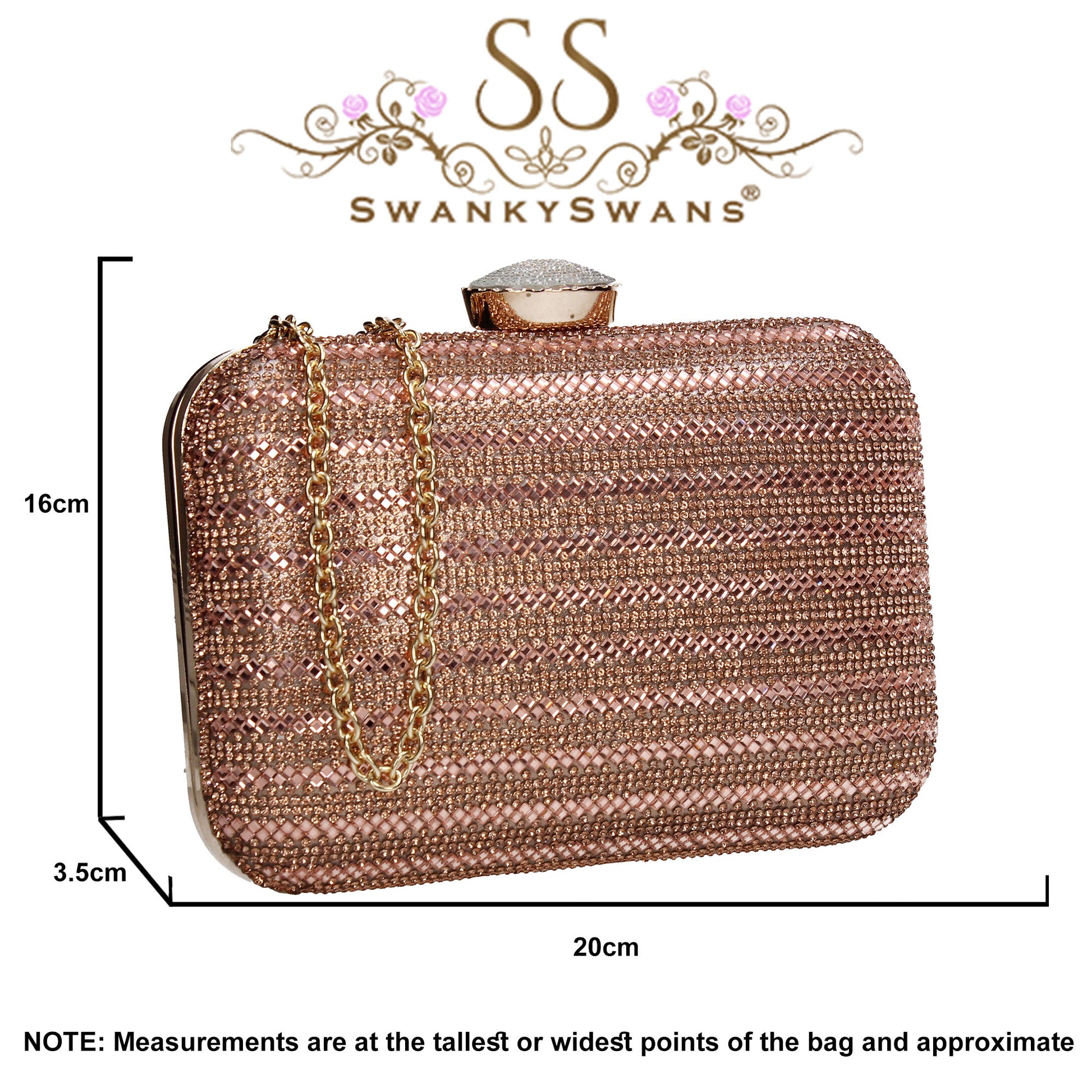 SWANKYSWANS Jane Clutch Bag Champagne Cute Cheap Clutch Bag For Weddings School and Work