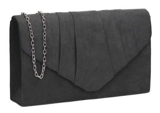 Iggy Faux Suede Clutch Bag Charcoal