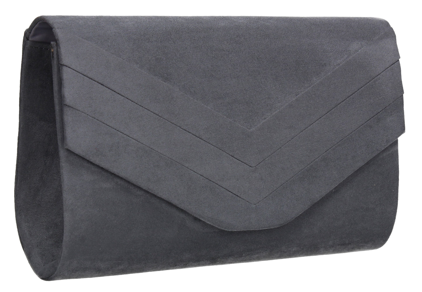 SWANKYSWANS Samantha V Detail Clutch Bag Charcoal Grey Cute Cheap Clutch Bag For Weddings School and Work