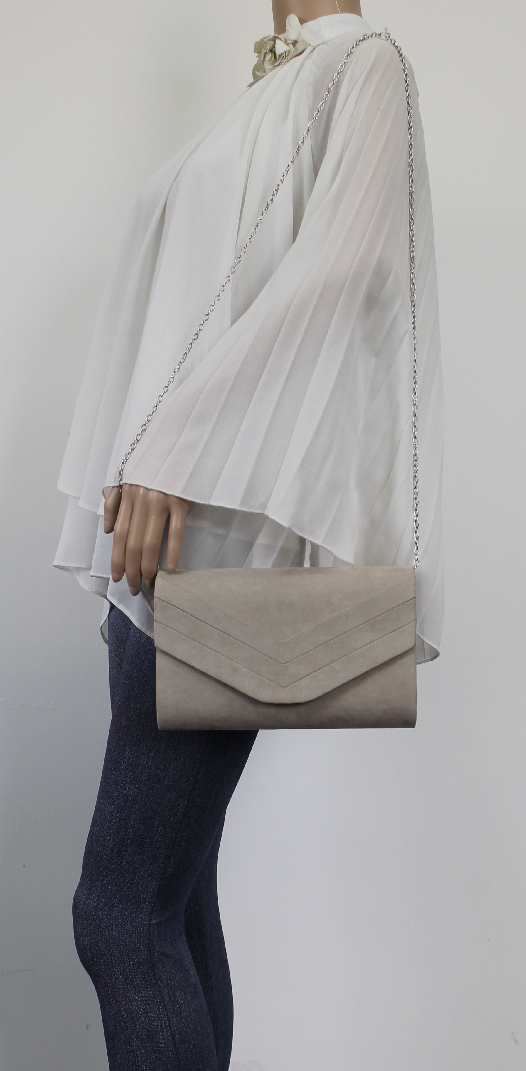 SWANKYSWANS Samantha V Detail Clutch Bag Copley Grey Cute Cheap Clutch Bag For Weddings School and Work
