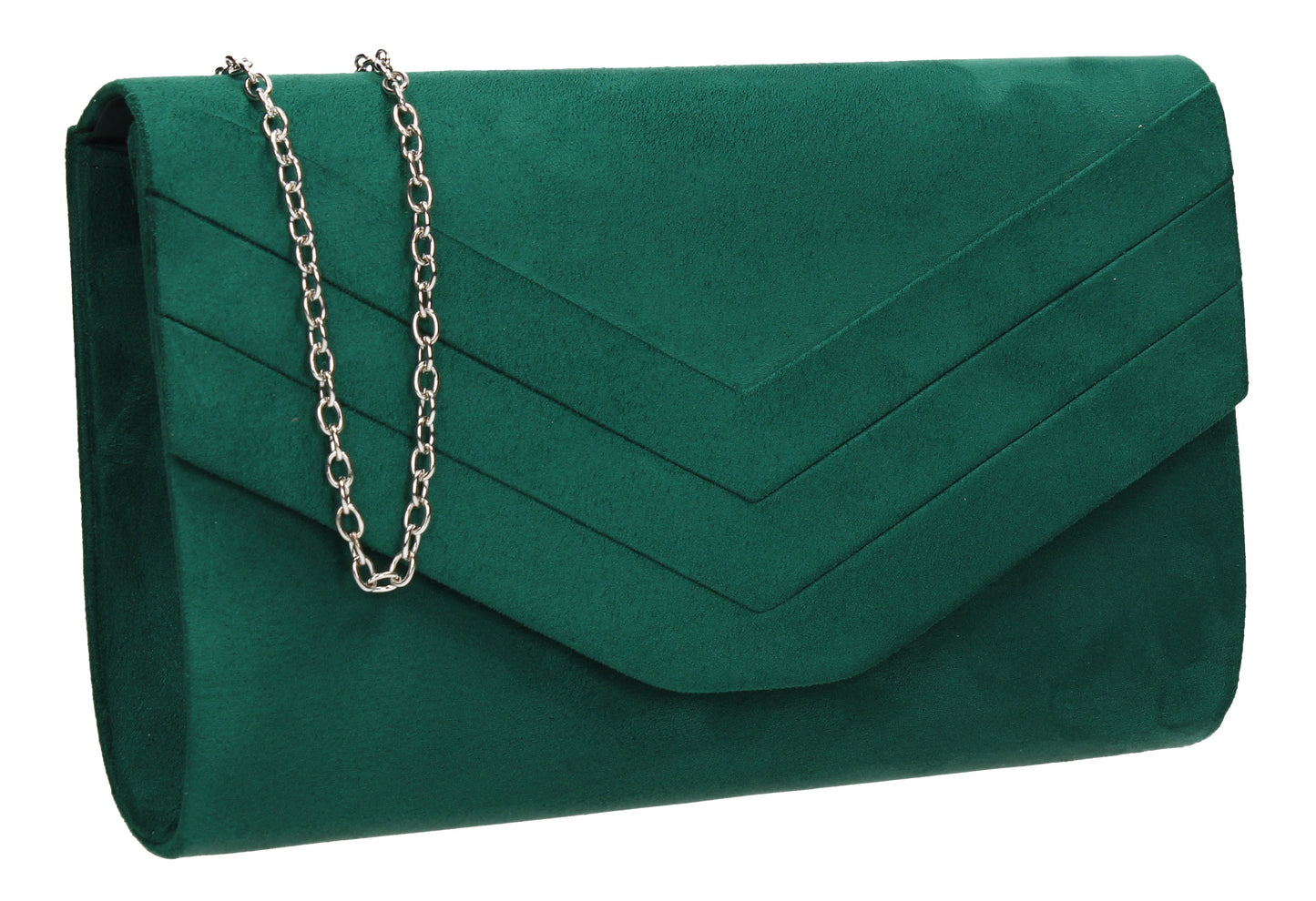 SWANKYSWANS Samantha V Detail Clutch Bag Dark Green Cute Cheap Clutch Bag For Weddings School and Work