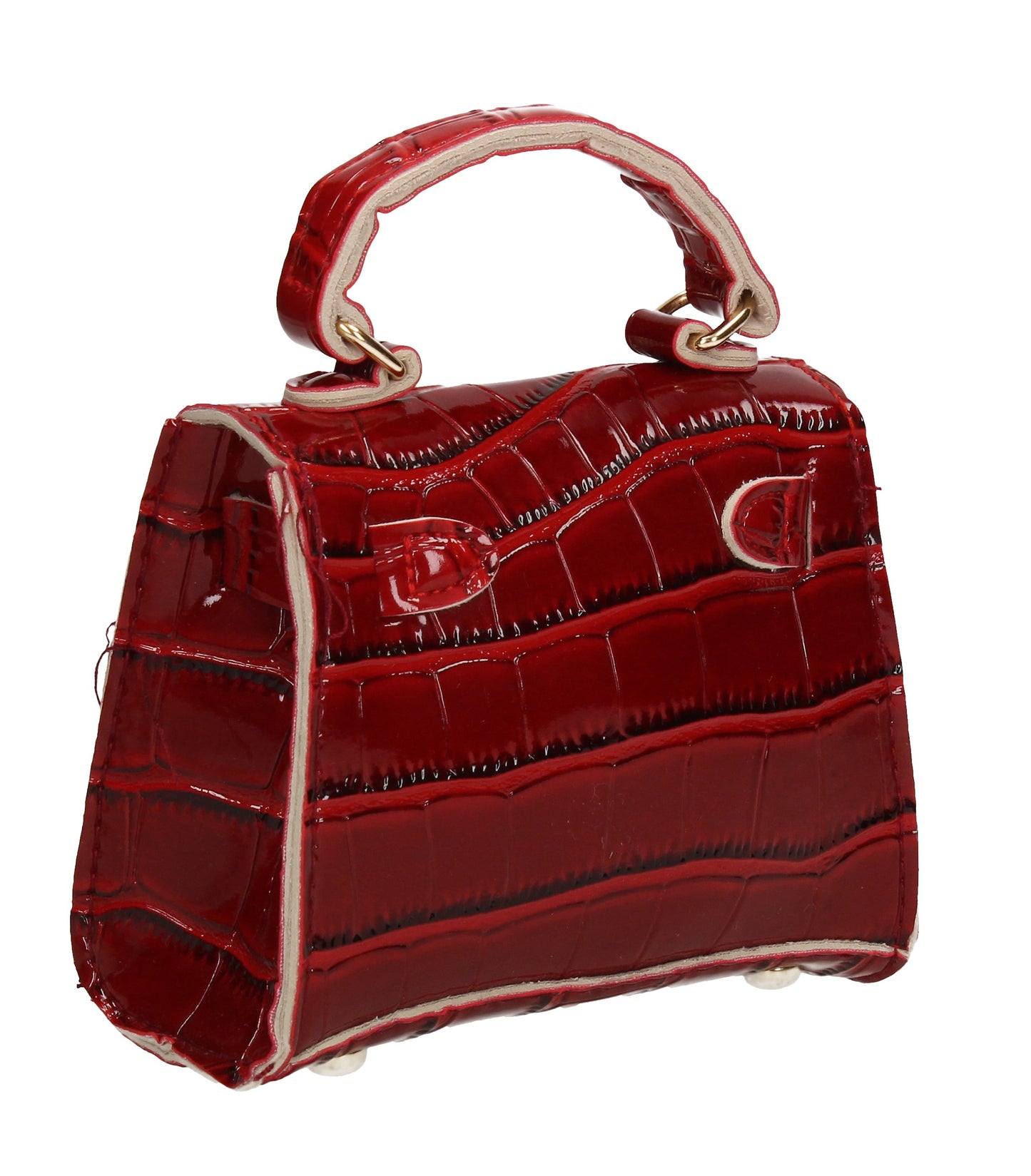Layla Faux Leather Croc Mini Grab Crossbody Evening Bag Red