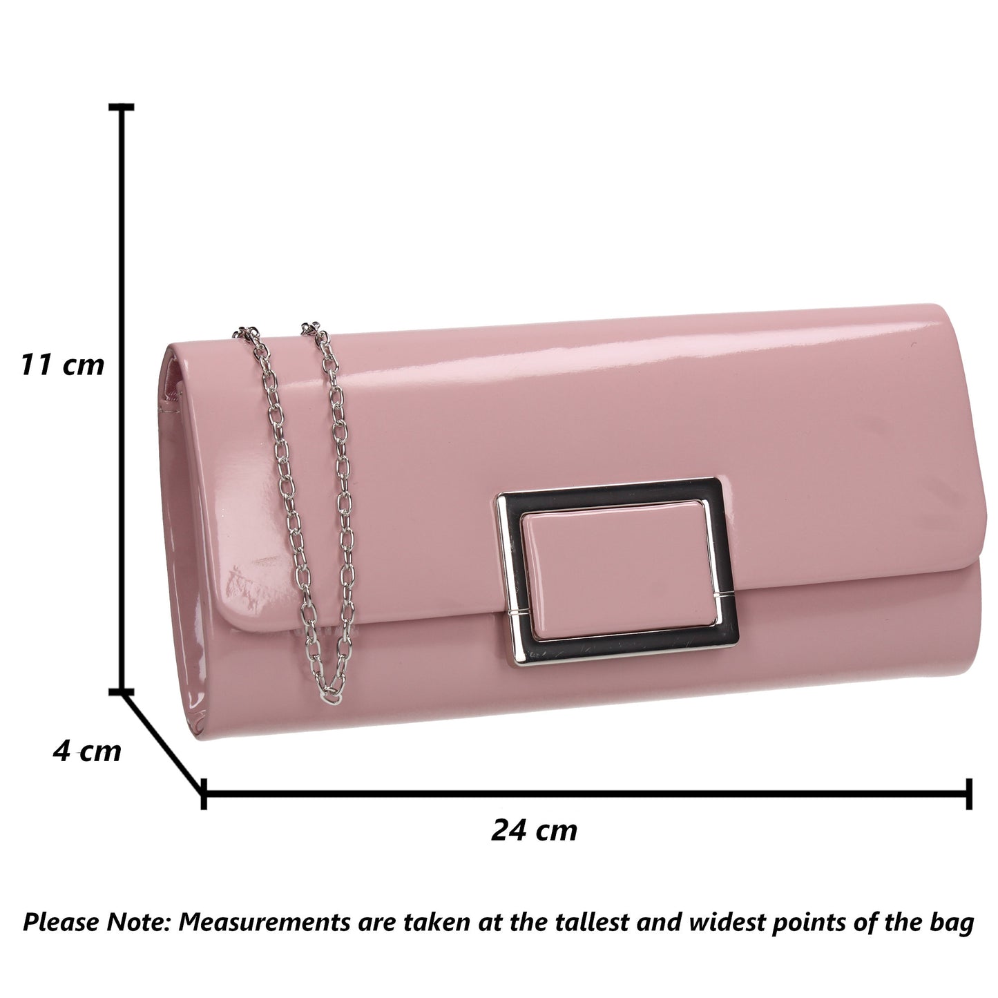 Katelyn Flapover Patent Clutch Bag Flesh Pink