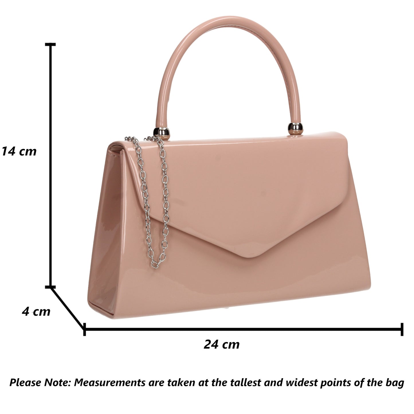 Zoey Patent Envelope Mini-Handbag Clutch Bag Flesh Pink