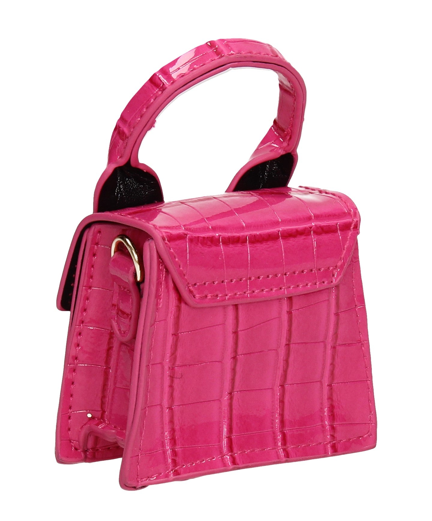 Brooklyn Faux Leather Croc Micro Grab Crossbody Clutch Bag Fuchsia Pink
