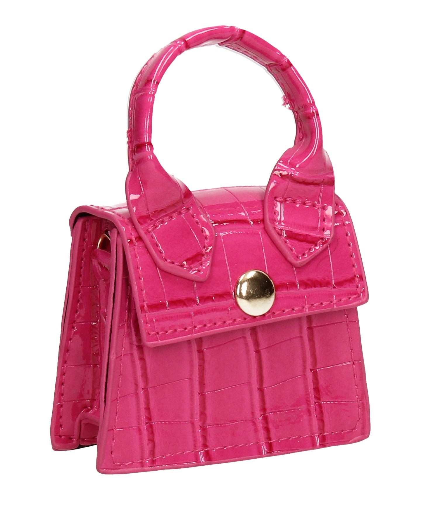 Brooklyn Faux Leather Croc Micro Grab Crossbody Clutch Bag Fuchsia Pink
