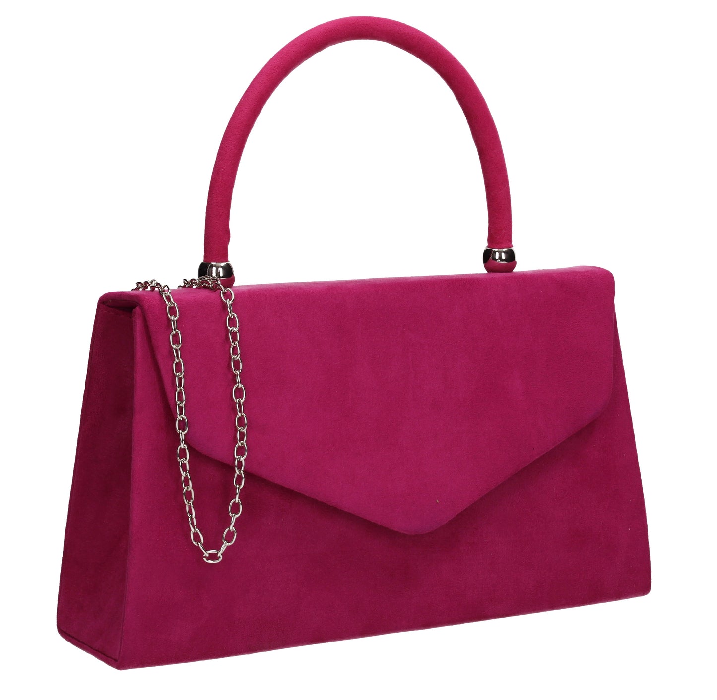 Kendall Faux Suede Clutch Bag Fuchsia Pink