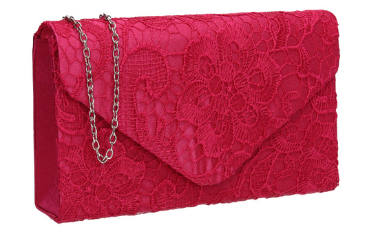 Holly Lace Clutch Bag Fuchsia Pink