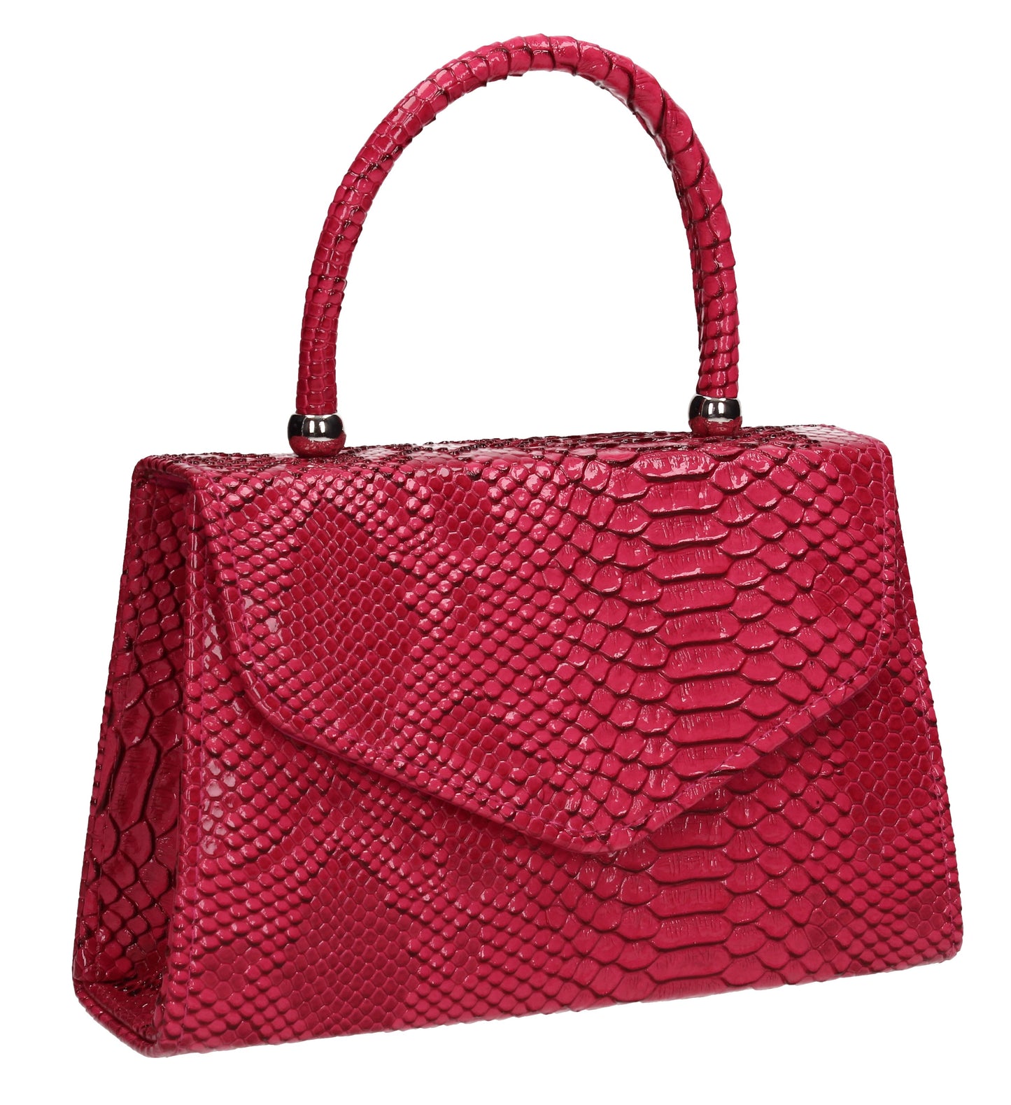 Lucy Mini-Handbag Faux Leather Snakeskin Effect Clutch Bag Fuchsia Pink