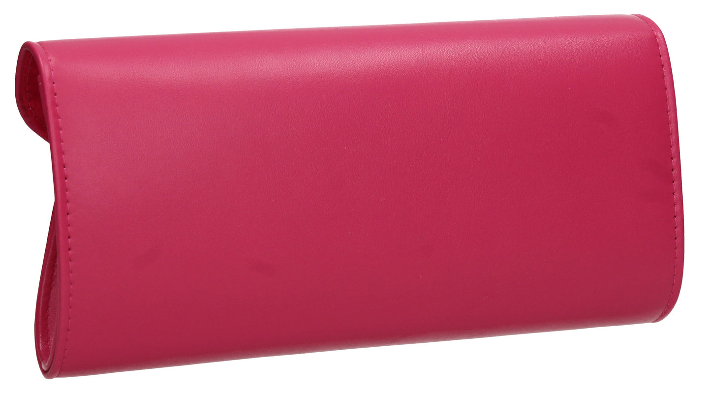 Lora Plain Envelope Clutch Bag Fuchsia Pink