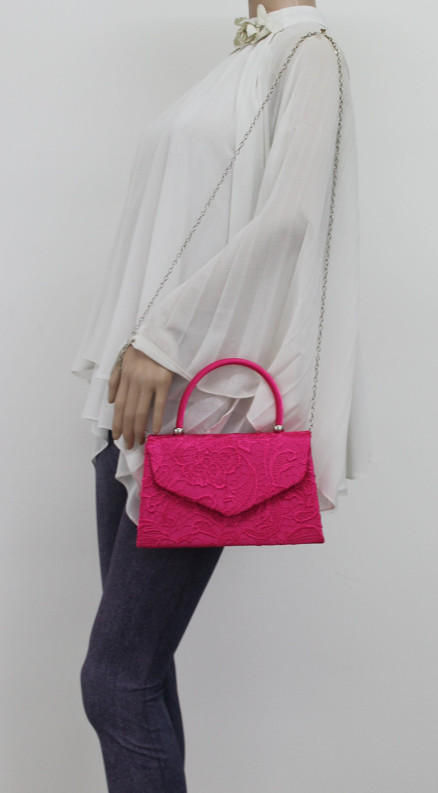 Kendall Lace Clutch Bag Fuchsia Pink