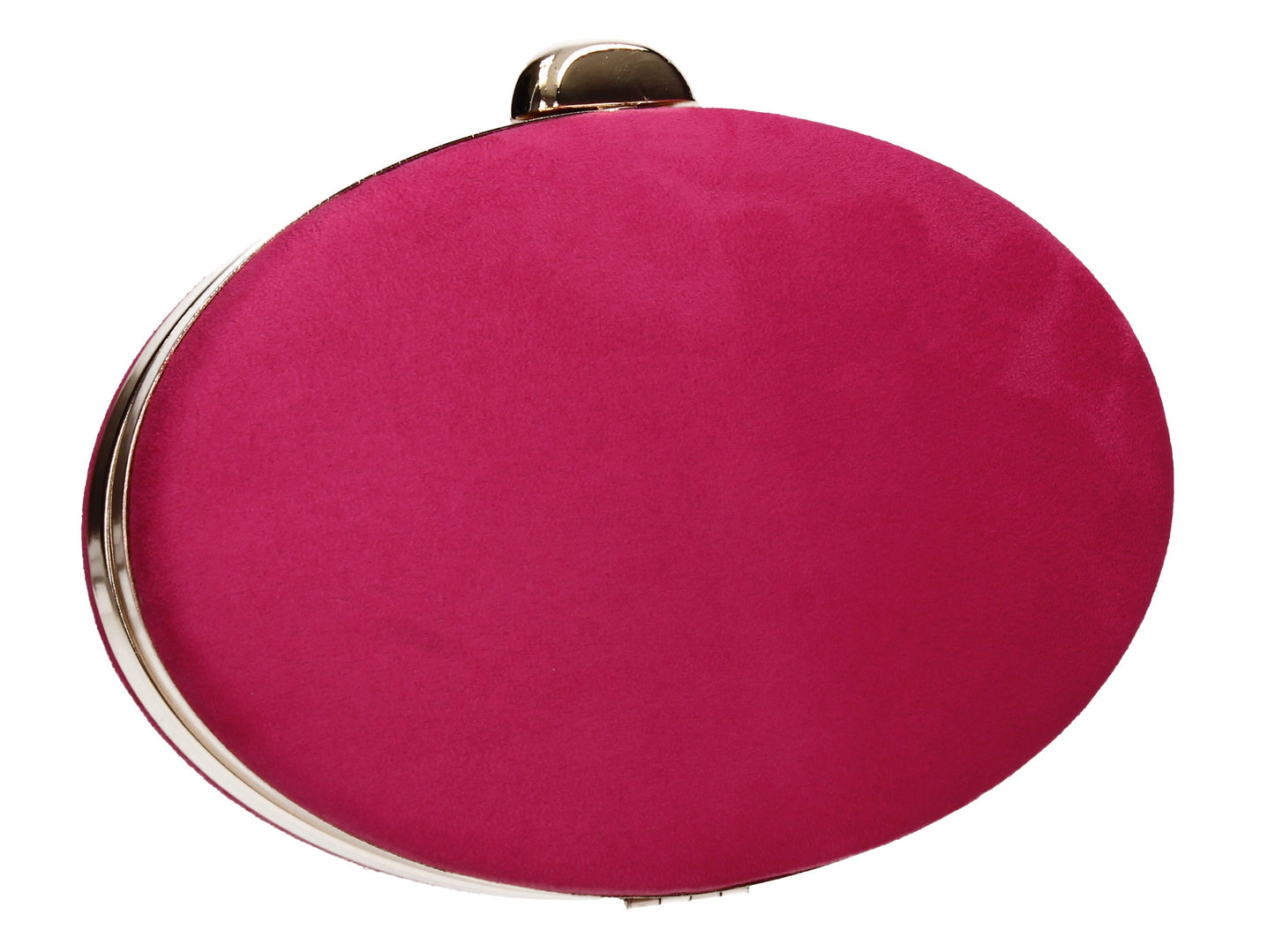 Alisha Circular Faux Suede Style Clutch Bag Fuchsia Pink