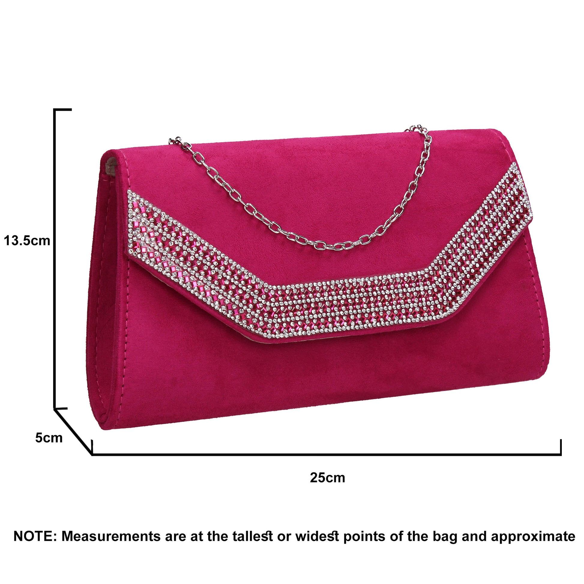 SWANKYSWANS Harper Clutch Bag Fuchsia Pink Cute Cheap Clutch Bag For Weddings School and Work