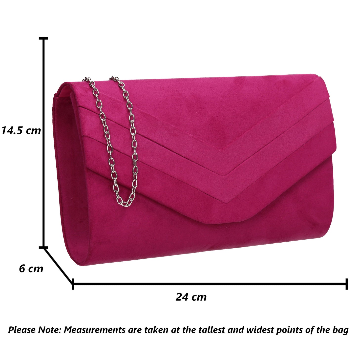 Samantha V Detail Clutch Bag Fuchsia Pink