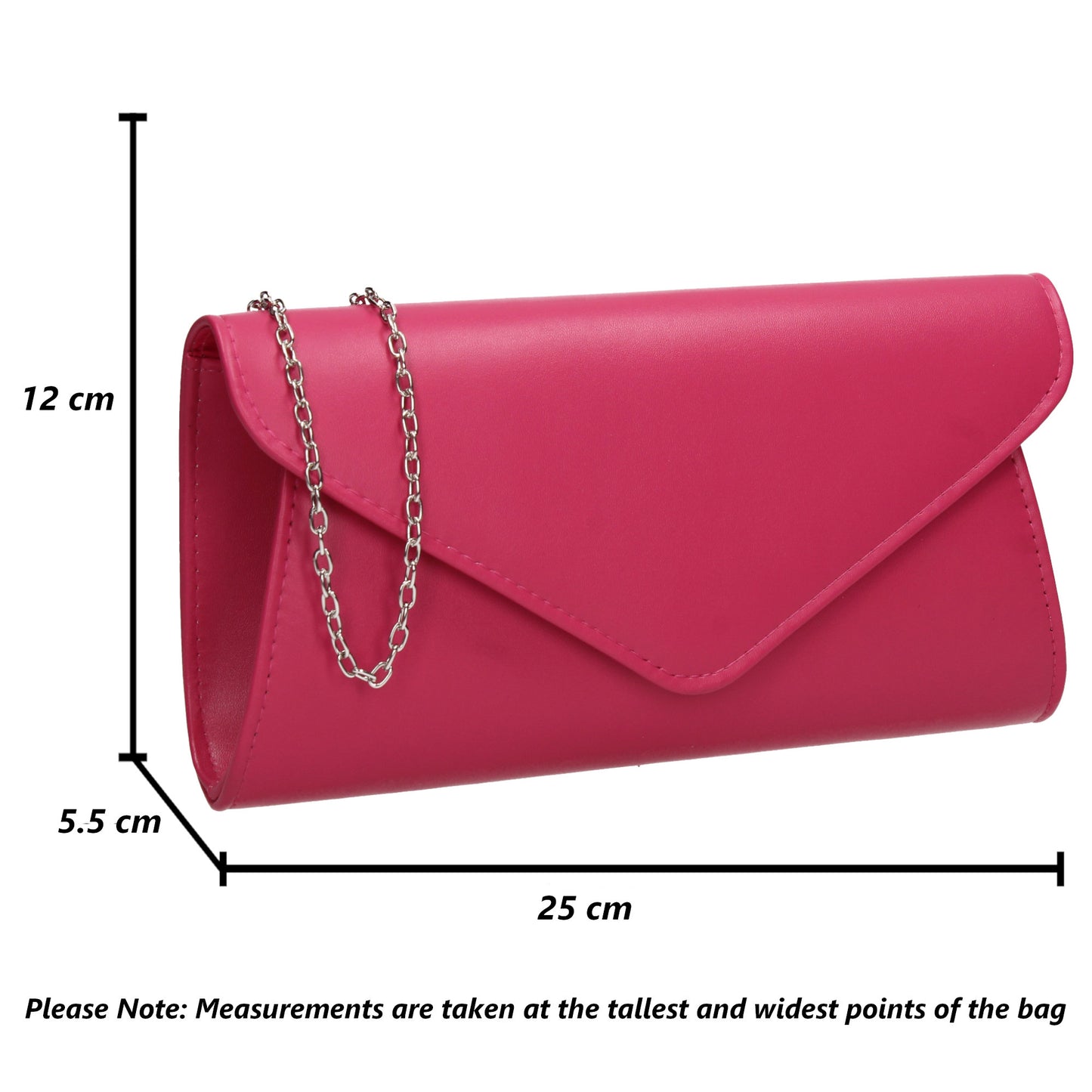Lora Plain Envelope Clutch Bag Fuchsia Pink