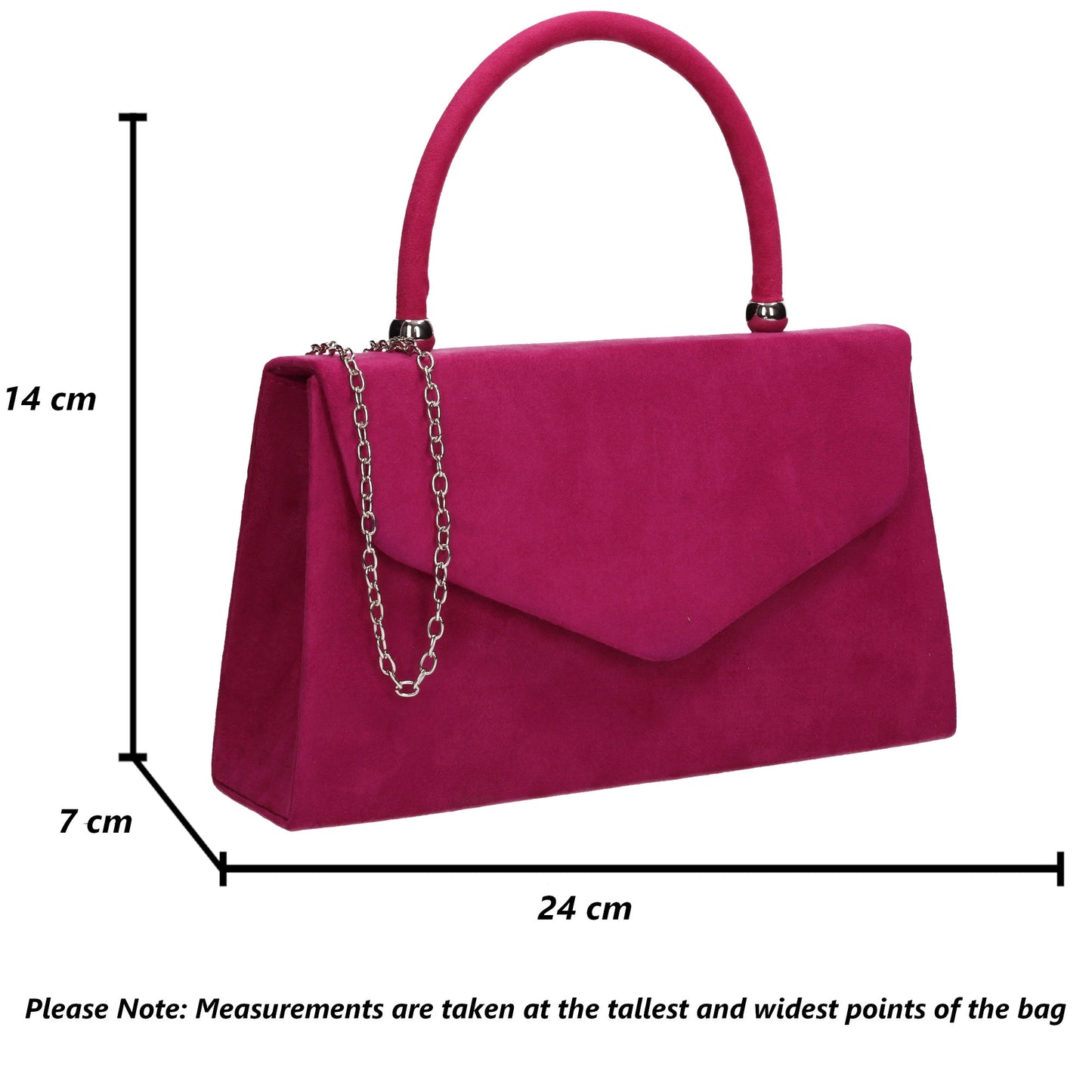 Kendall Faux Suede Clutch Bag Fuchsia Pink