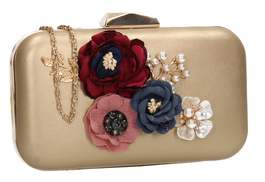 SWANKYSWANS Eliza Floral Clutch Bag Gold