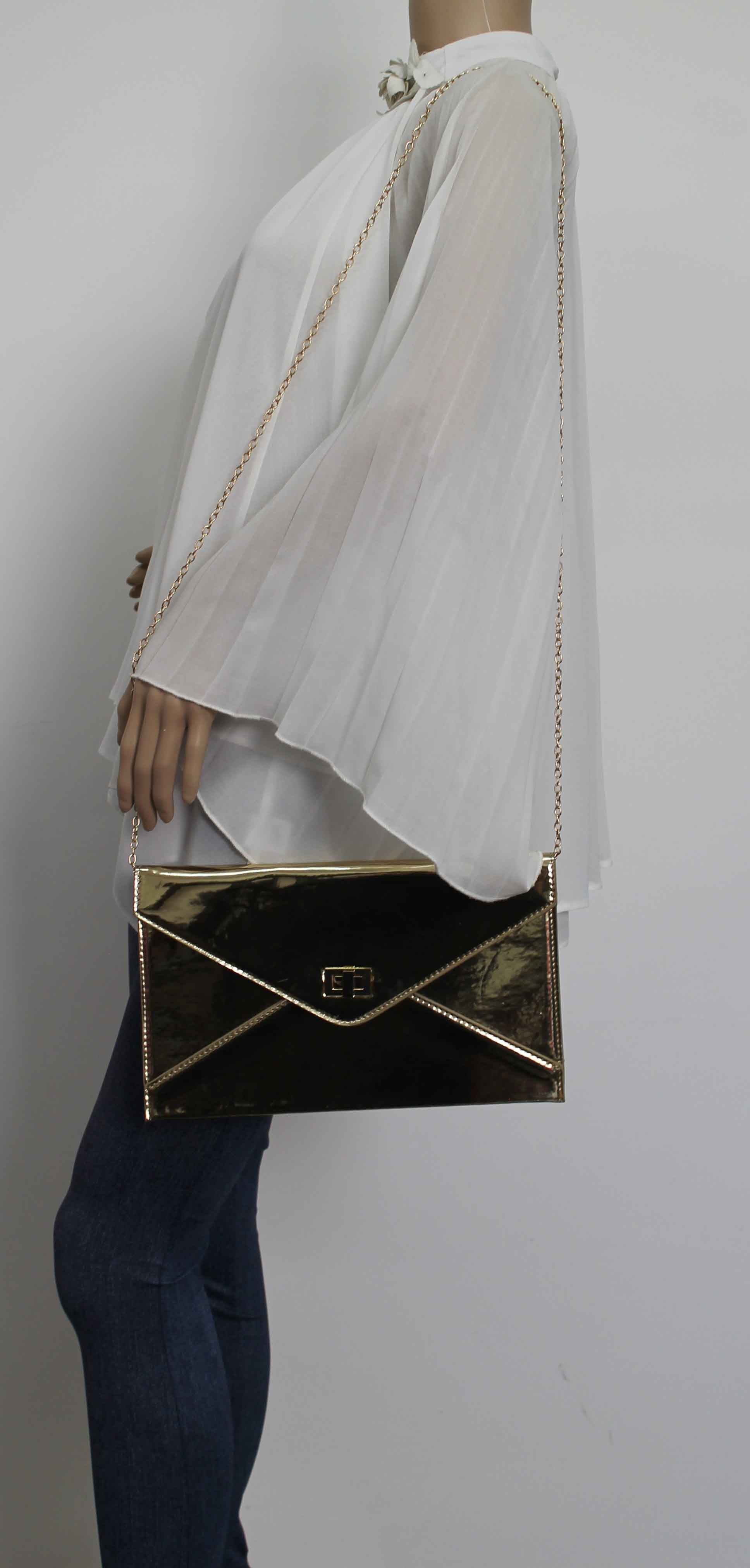 SWANKYSWANS Sarah Envelope Clutch Bag Gold Cute Cheap Clutch Bag For Weddings School and Work