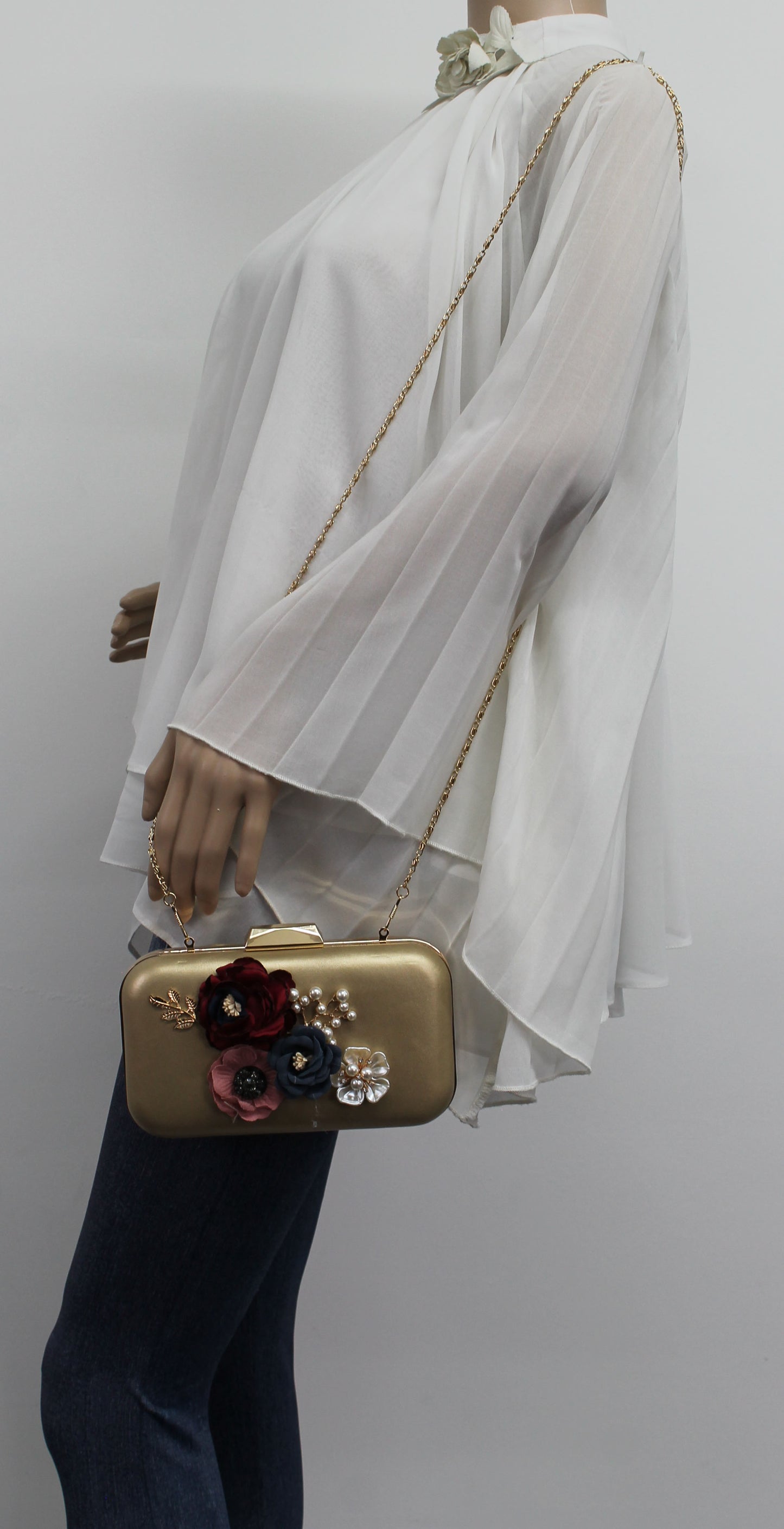 SWANKYSWANS Eliza Floral Clutch Bag Gold Cute Cheap Clutch Bag For Weddings School and Work