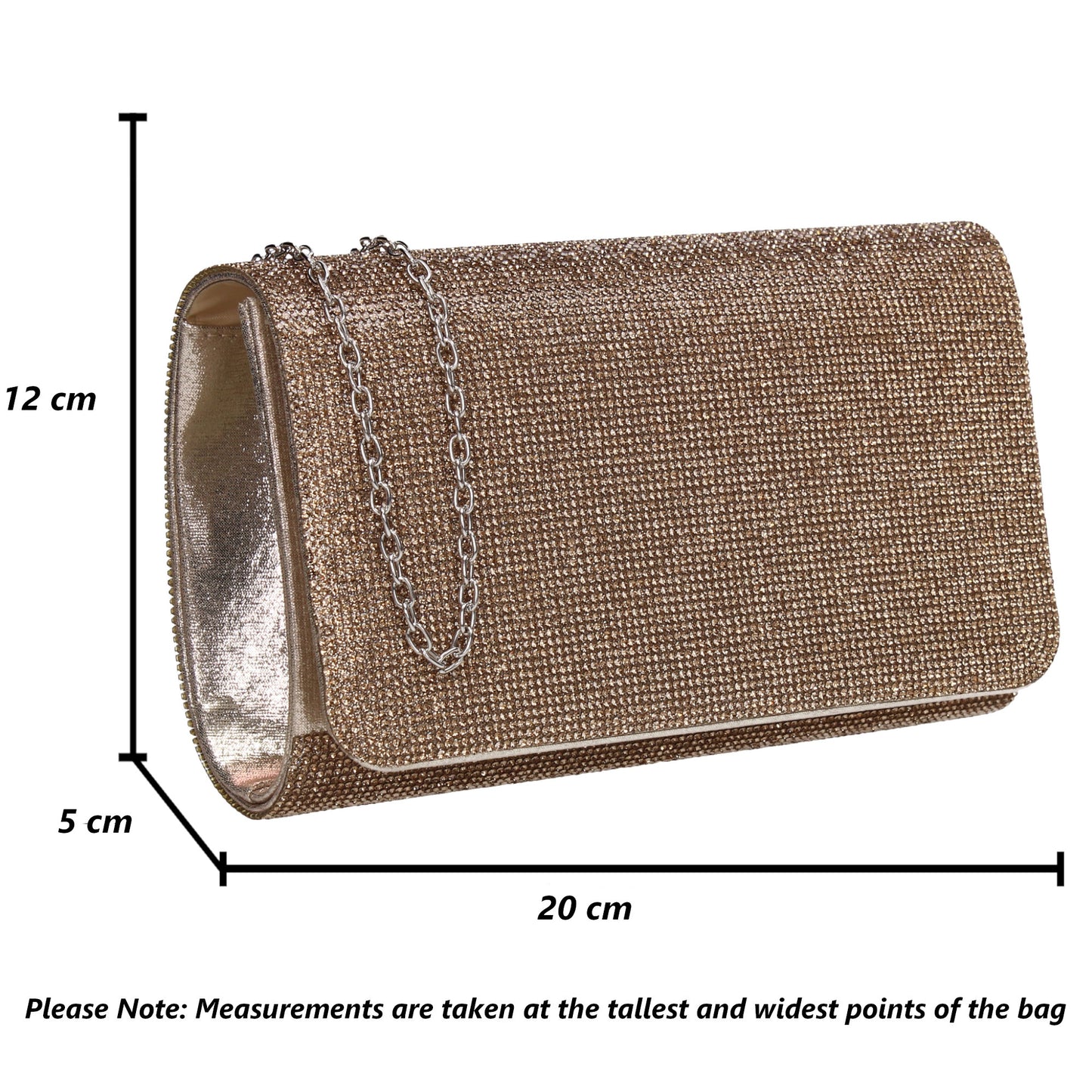 Hallie Diamante Clutch Bag Gold