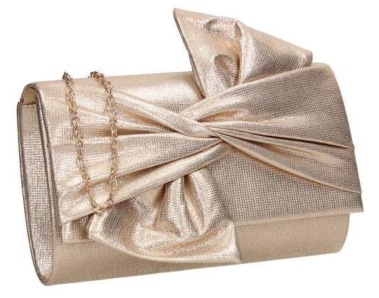 June Bow Style Clutch Bag Gold