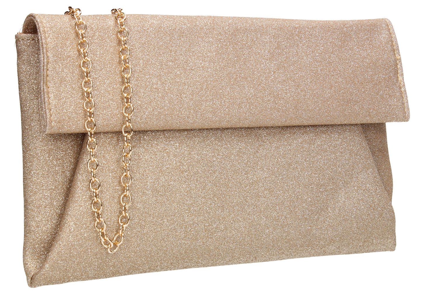 Ellie Smart Flapover Glitter Clutch Bag Gold