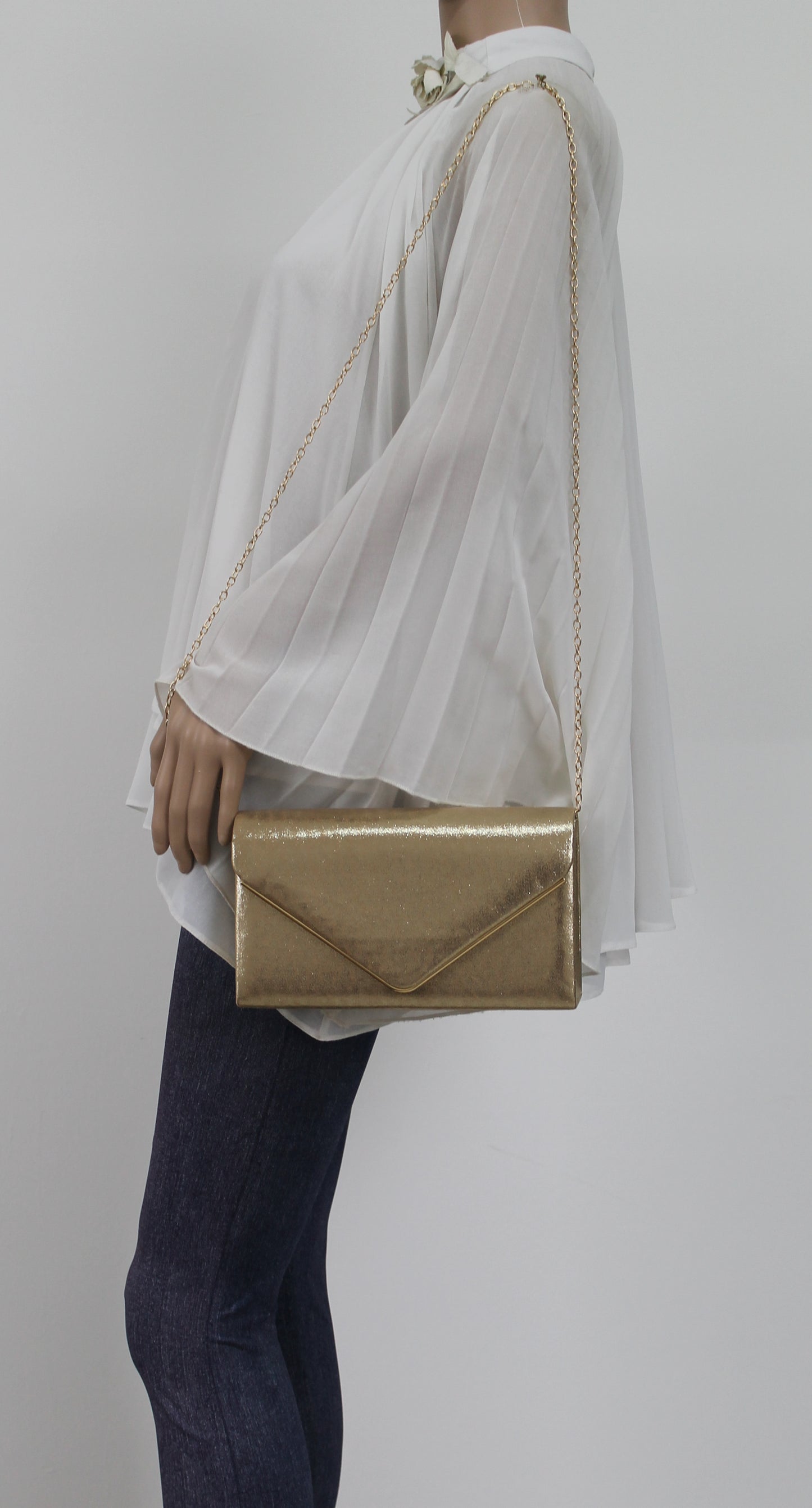 Poppy Synthetic Envelope Clutch Bag Gold