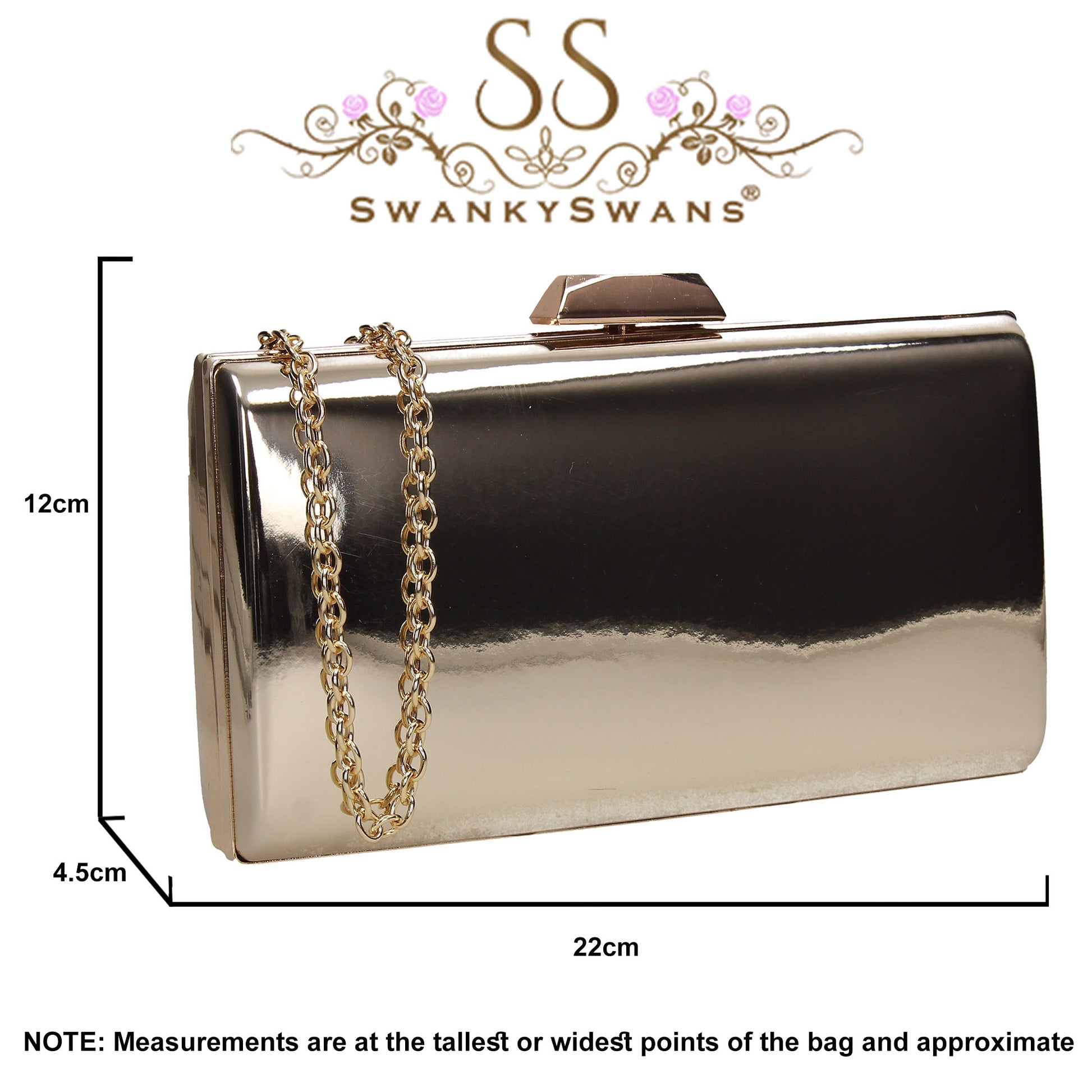 SWANKYSWANS Finley Clutch Bag Gold Cute Cheap Clutch Bag For Weddings School and Work